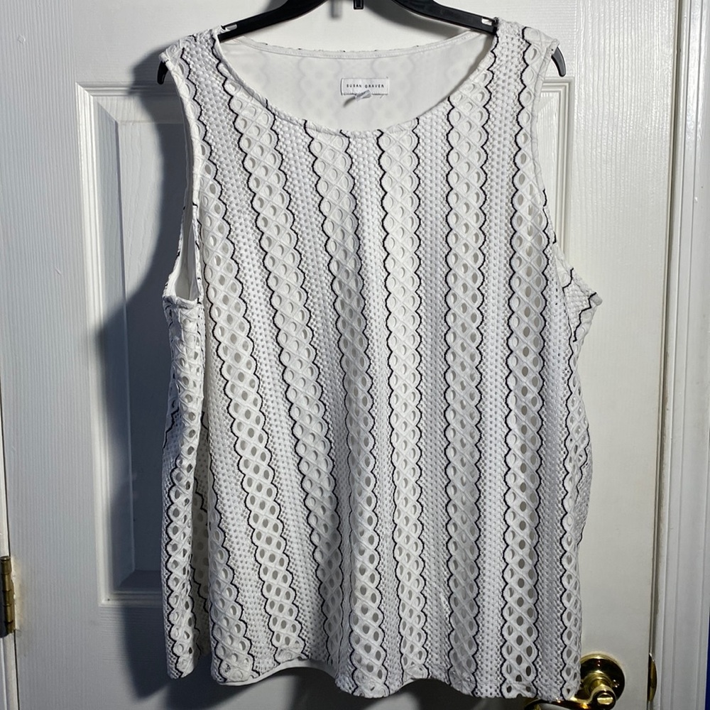 Susan Graver Eyelet Tank Top, Size 2X